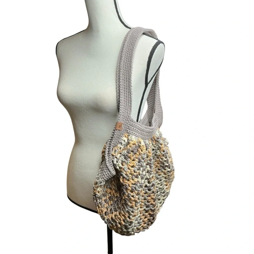 Large Crochet Mesh Market Bag Cotton and Acrylic Handcrafted‎ Handmade Reusable